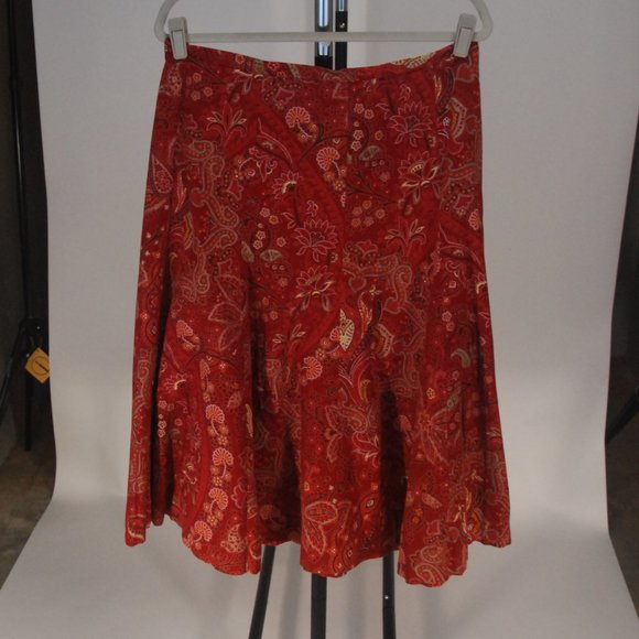 Liz & Co. Red Paisley and Floral Skirt - Picture 1 of 5